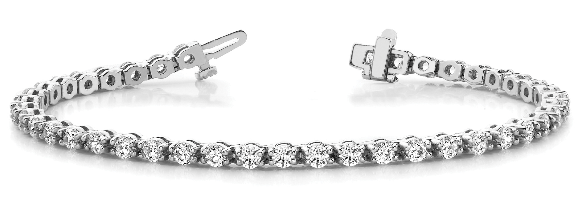Lab-grown diamond tennis bracelet in 14K White Gold — 3.00 ct total weight across 50 round lab-grown diamonds