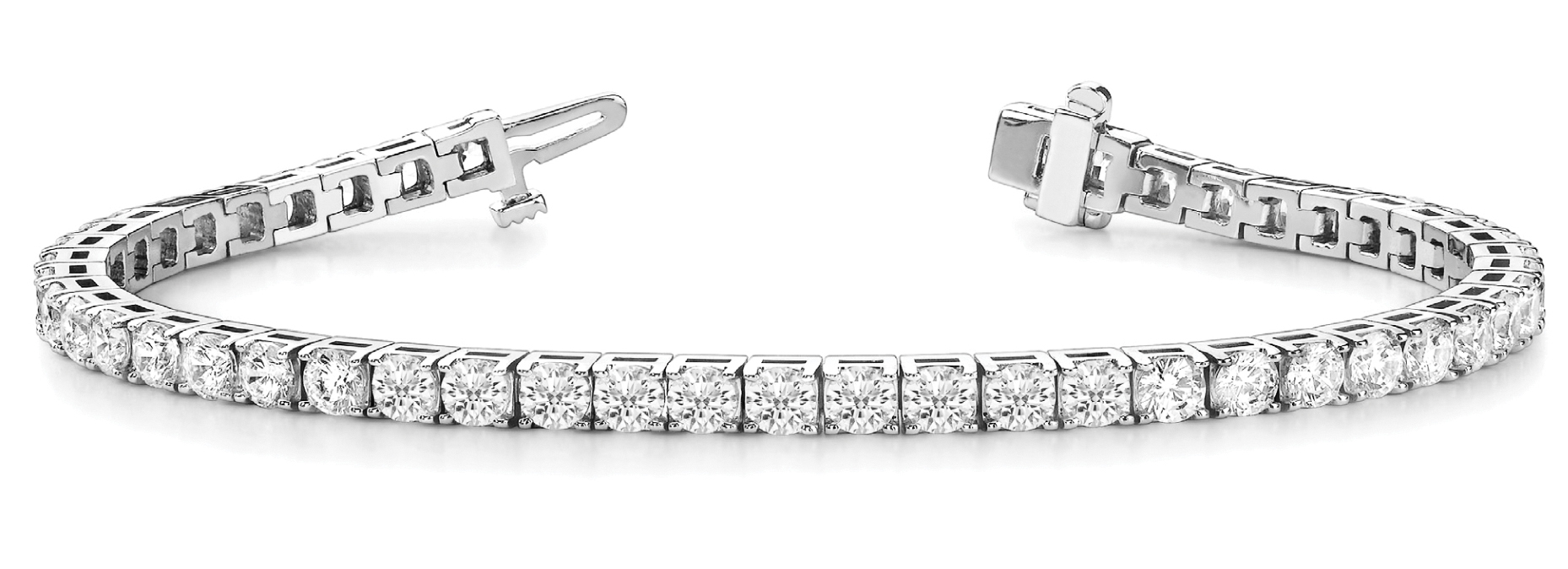 Lab-grown diamond tennis bracelet in 18K White Gold — 1.98 ct total weight across 79 round lab-grown diamonds