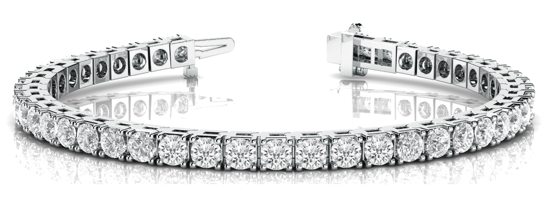 Lab-grown diamond tennis bracelet in 14K White Gold — 3.03 ct total weight across 55 round lab-grown diamonds