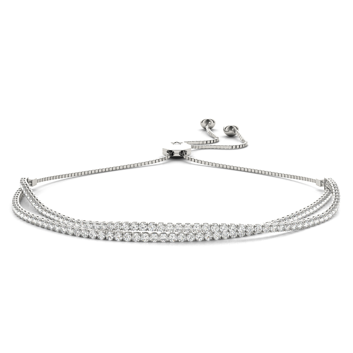 Lab-grown diamond tennis bracelet in 14K White Gold — 2.34 ct total weight across 134 round lab-grown diamonds