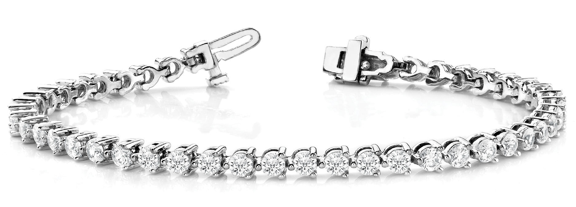 Lab-grown diamond tennis bracelet in 14K White Gold — 4.08 ct total weight across 48 round lab-grown diamonds