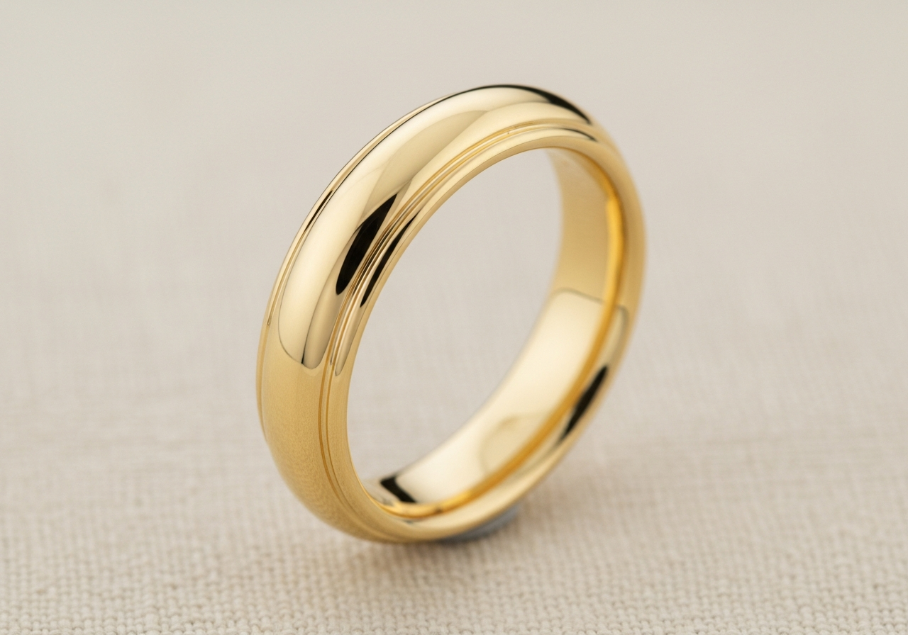 Plain polished 2.0mm 18k yellow gold wedding band with high-polish finish and comfort-fit interior